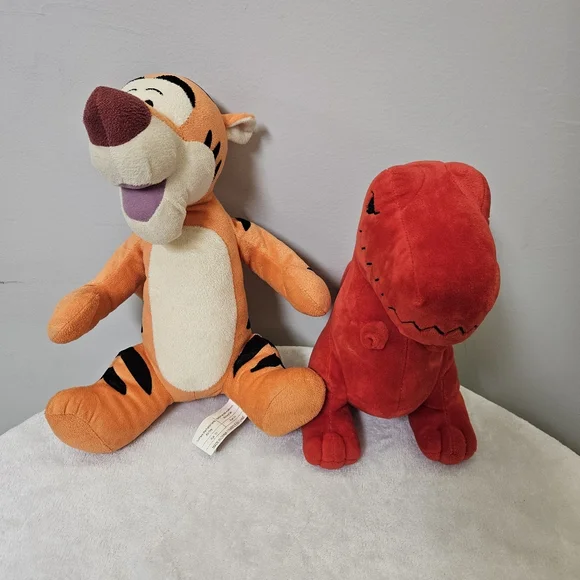 Disney Plush Trio - Black Mickey, Orange Tigger, Red Dinosaur - Picture 5 of 12